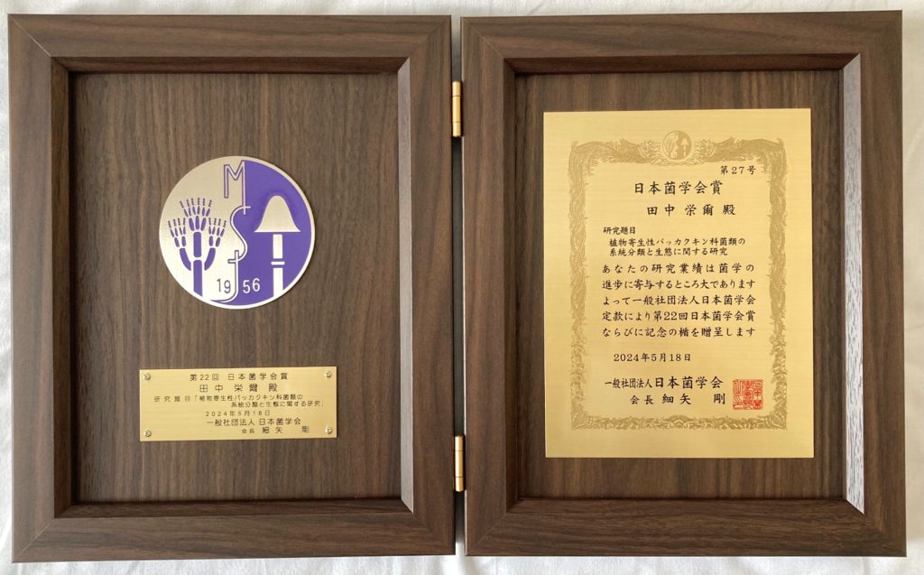 日本菌学会賞　受賞記念楯